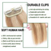 Snoilite Hair Extensions for Short Hair Clip in Human Hair 1PCS 2 Clips Balayage Clip in Hairpieces For Women Add Volume