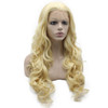 MX angel Long Wavy 613 Blonde Hand Tied Synthetic Hair Lace Front Wig Natural