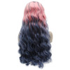 MX angel Long Dark Roots Pink Gray Ombre Heat Friendly Fiber Lace front Cosplay Party Wig