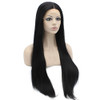 MX angel Long Straight Lace Front Synthetic Hair Black Wig Natural Hand Tied Heat Resistant Lace Wig