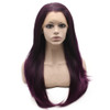 MX angel Long Straight Celebrity Half Hand Tied Synthetic Lace Front Natural Two Tone Brown Purple Ombre Wig