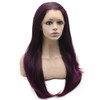 MX angel Long Straight Celebrity Half Hand Tied Synthetic Lace Front Natural Two Tone Brown Purple Ombre Wig