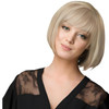 BECUS Blonde Bob Wig with Bangs Synthetic Wig for White Women Straight Heat Resistant Hair Natural Looking for Daily Use