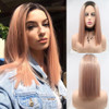 xiweiya Ombre Pink Lace Front Wig Rose Gold Wig Short Straight Peach 13x4 Lace Front Wig Middle Part Heat Resistant Fibe