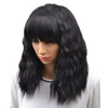 BERON Black Wig for Womens Short Curly Wavy Bob Hair Wigs with Bangs Movie Cosplay Costume Wig Heat Resistant Synthetic
