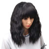 BERON Black Wig for Womens Short Curly Wavy Bob Hair Wigs with Bangs Movie Cosplay Costume Wig Heat Resistant Synthetic
