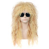 BERON 70s 80s Punk Rocker Long Curly Mullet Wig for Men Heat Resistant Synthetic Cosplay Funny Costume Wig Golden Blonde