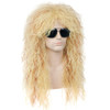 BERON 70s 80s Punk Rocker Long Curly Mullet Wig for Men Heat Resistant Synthetic Cosplay Funny Costume Wig Golden Blonde