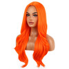 BERON Orange Long Wig for Women Girls Curly Wavy Hair Wigs 24 Halloween Cosplay Party Heat Resistant Synthetic Fiber Wig