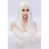 BERON Womens White Wigs Long Wavy Hair Wig for Girls 28 Inches Middle Part Heat Resistant Synthetic Wigs for Costume Par