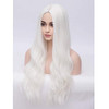 BERON Womens White Wigs Long Wavy Hair Wig for Girls 28 Inches Middle Part Heat Resistant Synthetic Wigs for Costume Par