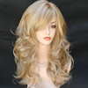RightOn 22 Inches Blonde Mix Brown Wig Long Curly Mix Blonde Wig with Bangs Long Wavy Wig for Halloween Cosplay Costume
