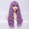 PATTNIUM Long Curly Wavy Wig with Bangs for Women Synthetic Halloween Cosplay Wig Lavender Purple