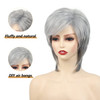 SEVENCOLORS Short Grey Wigs for Women Natural Layered Pixie Cut Wig with Bangs Synthetic Hair Short Silver Gray Wigs for