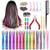 14 Colors Hair Tinsel Kit with Tool 47 inch 2800 Strands Tinsel Hair Extensions for Women Girls Fairy Hair Tinsel Glitte