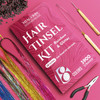 NIACONN Glitter Hair Tinsel Extensions Kit 18 Colors with Tools and Beads 48 Inch Sparkly Fairy Colorful Tensile Strands