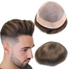 lumeng Mens Piece Replacement Unit Real Mono Lace Brown Color 4 Toupee Human Hair 7x9 Inch 6 Inch Length System Human Ha
