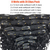 Doren Deep Curly Clip In Human Hair Extensions for Women 8Pcs 20Clips 120g Brazilian Remy Hair Water Wave Clip Ins Natur