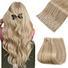 Easyouth Clip in Hair Extensions Real Human Hair Highlights Clip on Hair Extension Human Hair Honey Blonde Highlight Ble
