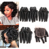 Molefi Brazilian Funmi Hair Curly Weave 4 Bundles with Lace Closure burmese curly bundles human hair with 4x4 Closure 10