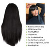 Lzlefho Straight Wigs Human Hair with Bangs 180 Density Brazilian Virgin Human Hair Wigs for Women Glueless Wigs Human H