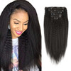 Sassina Clip in Human Hair Extensions Brazilian Virgin Hair Italian Coarse Kinky Yaky Straight Double Wefts Clip ins Hai