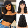CHRSHN Hat Wig for Women Short Wave Baseball Cap Wigs with Curly Hair Extensions Wig Synthetic Wave Adjustable Brown Bla