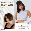 CHRSHN Hat Wig for Women Short Wave Baseball Cap Wigs with Curly Hair Extensions Wig Synthetic Wave Adjustable Brown Bla