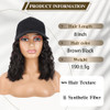CHRSHN Hat Wig for Women Short Wave Baseball Cap Wigs with Curly Hair Extensions Wig Synthetic Wave Adjustable Brown Bla