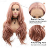 Rose Gold Lace Front Wigs for Women Narural Hairline Synthetic Long Wavy Lace Wigs Middle Part Colorful Glueless Real Ha