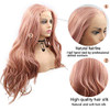 Rose Gold Lace Front Wigs for Women Narural Hairline Synthetic Long Wavy Lace Wigs Middle Part Colorful Glueless Real Ha