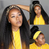 Kinky Straight Headband Wig Human Hair 180 Density 12A Headband Wigs for Women Glueless Yaki Headband Human Hair Machine