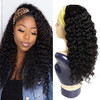 XSY Headband Wig Deep Wave Human Hair Wigs 14 Inch Curly Headband Wigs for Black Women Glueless None Lace Front Wig Mach