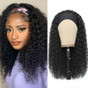 XSY Headband Wig Human Hair Deep Wave 16 Inch Glueless None Lace Front Wig Curly Headband Half Wigs for Black Women Braz