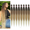 RUN SHUI Ombre Pre stretched Braiding Hair 36 Inch 4 tones Braid Hair Extensions 8 packs Multi Color Blend Braiding Hair