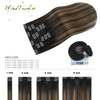 WindTouch Clip In Hair Extensions Human Hair Balayage Dark Brown to Chestnut Brown Highlights for Brown Hair 18Inch 75g