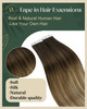 Ugeat Blonde Balayage Tape in Hair Extensions Ombre Invisible Tape in Weft Hair Extensions Dark Brown Mix Medium Brown w