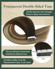 Ugeat Blonde Balayage Tape in Hair Extensions Ombre Invisible Tape in Weft Hair Extensions Dark Brown Mix Medium Brown w