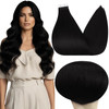 Full Shine Tape in Hair Extensions Human Hair 20Inch Color 1 Jet Black Soft Straight Tape Extensions Invisible Tape in H
