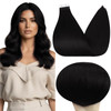 Full Shine Black Tape in Extensions Real Human Hair 18Inch Invisible Tape in Hair Extensions Color 1 Jet Black Real Remy