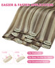 YoungSee 120G Clip in Human Hair Extensions Highlight Clip in Extensions Real Human Hair Light Brown with Highlight Blon
