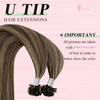 YoungSee U Tip Hair Extensions Human Hair Brown with Blonde Highlight Utip Hair Extensions Human Hair Brown Ktip Human H