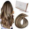 Hetto K Tip Hair Extensions Real Human Hair Dark Brown Highlights Caramel Blonde Ktip Huamn Hair Extensions Pre Bonded U