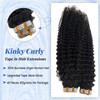 Kinky Curly Tape in Hair Extensions Human Hair 1B Natural Black Tape in Extension Seamless Curly Tape ins Real Human Hai