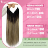 YoungSee Invisible Wire Hair Extensions Balayage Wire Human Hair Extension Dark Brown Ombre Medium Brown with Blonde Eas