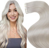 LaaVoo Tape in Hair Extensions Human Hair Tape in Extension Platinum Blonde 18 Inch Tape ins Hair Extension White Blonde