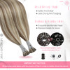 Moresoo Itip Hair Extensions Human Hair Brown Highlight Platinum Blonde Hair Extensions Human Hair I Tip 40G50S 22 Inch