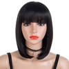 morvally Short Straight Bob Wig Heat Resistant Hair with Blunt Bangs Natural Looking Cosplay Costume Daily Wigs for Wome