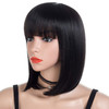morvally Short Straight Bob Wig Heat Resistant Hair with Blunt Bangs Natural Looking Cosplay Costume Daily Wigs for Wome