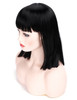 morvally Short Straight Black Wig with Bangs Natural Looking Heat Resistant Hair Cosplay Costume Wigs for Women 14 inche